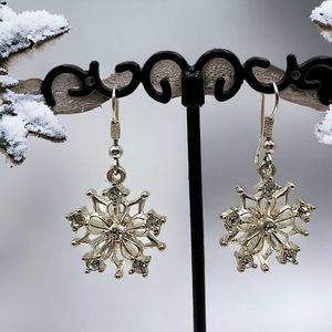 Snowflake Rhinestones Dangle Silver-Tone Earrings!